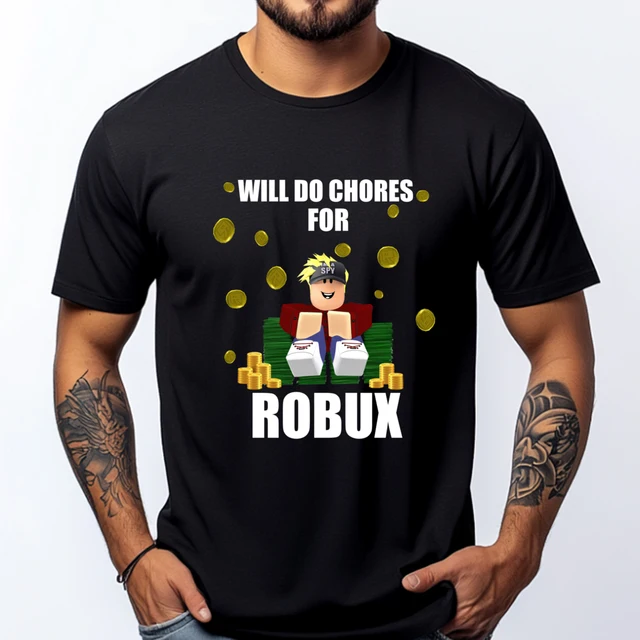 Will Do Chores For Robux Computer Video Game Noob Game Blue And White Graphic T Shirts Woman Free Shipping Clothes Vintage 1