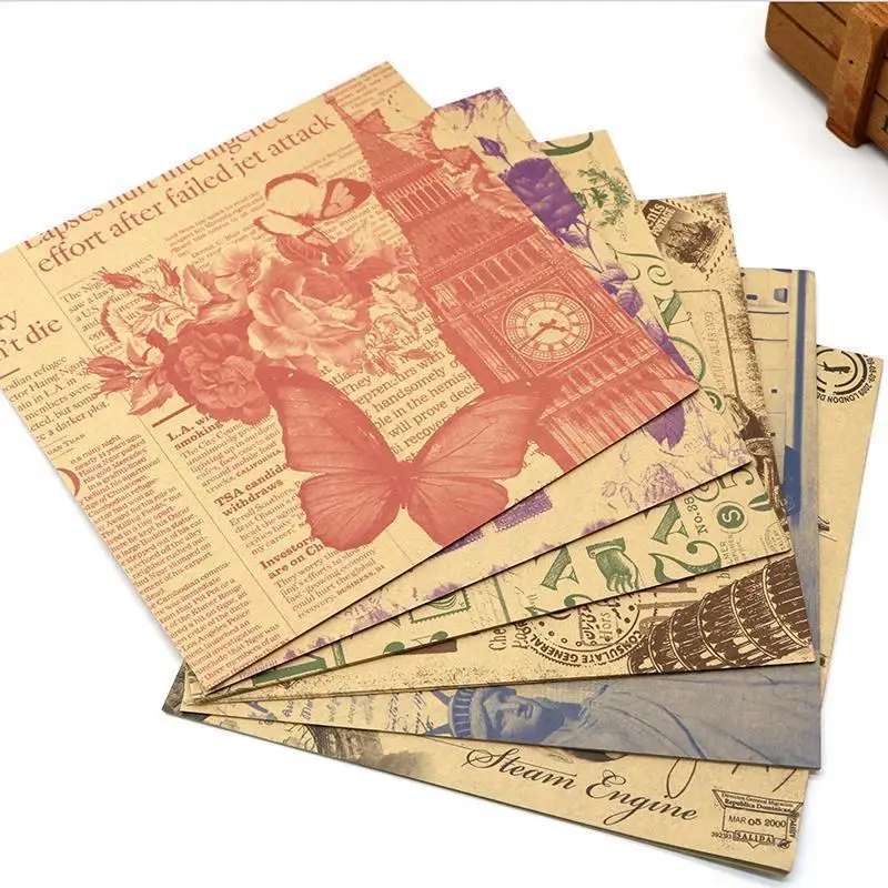 

Retro Material Paper 15Cm Origami Square Colored Paper Double-Sided Diy Packaging Kraft Paper Wholesale.