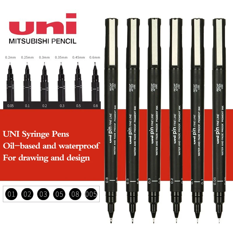 Uni PIN-200 Drawing Hook Pen Sketching Waterproof Needle Gel Pens 3/6/12pc Multiple Sizes of Pen Tips Hand-drawn Comic Design 4