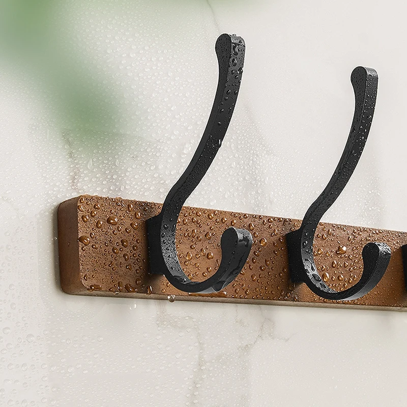 6 Ganci Da Parete In Legno Di Noce, Stile Rustico Per Asciugamani E Cappotti, Montaggio Facile, Per Bagno E Ingresso