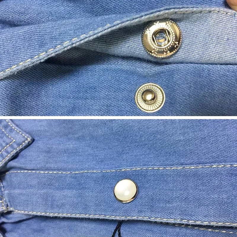 Schinteon Spring Autumn Men Denim Thin Shirt Long Sleeve Soft Cotton Two Pockets Slim Slight Elastic Jeans Cowboy 4XL