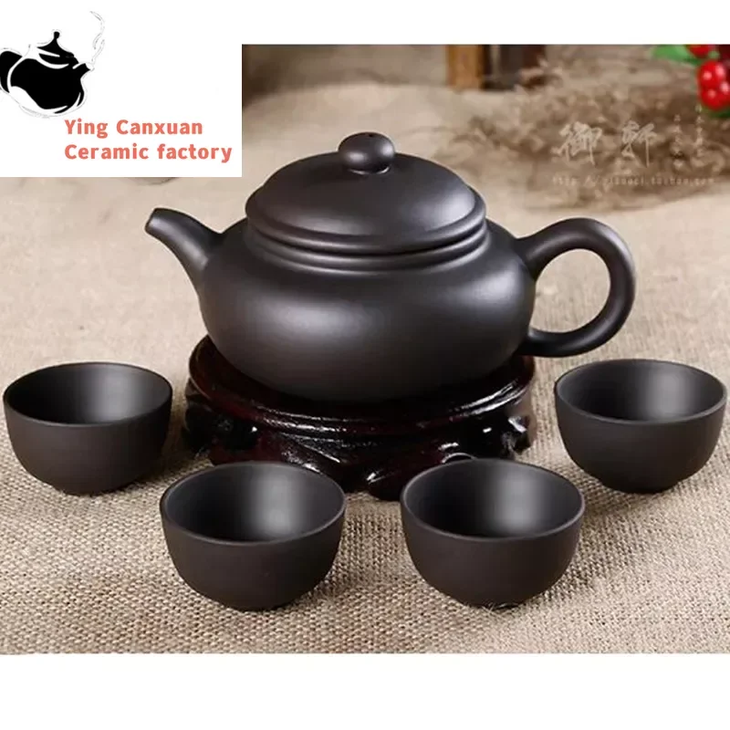 

1 Pot & 4cups Without Base Yixing Purple Sand Tea Set Travel Portable Tea Suit Chinese Tea Ceremony Supplies Productos Chinos
