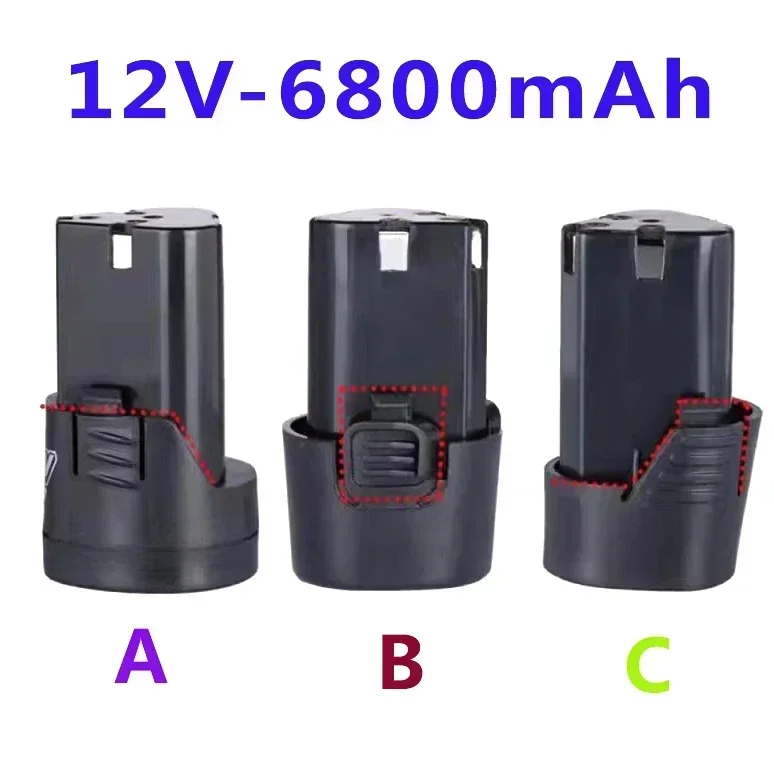 전동 공구 용 대용량 12V 6800mAh 범용 충전식 배터리, 전동 드라이버 전기 드릴 리튬 이온 배터리