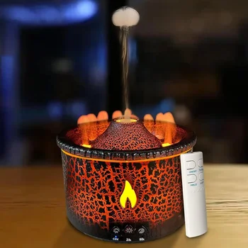 Volcano Flame Air Humidifier Light Ultrasonic Essential Oil Aroma Diffuser for Home Room Fragrance Jellyfish Mist Smoke Steamers 1