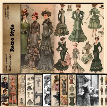 10 pezzi di materiale della serie Time retrò, manuale di carta, supporto decorativo, album di cancelleria artigianale, carta fatta a mano della corte europea