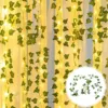 2M Artificial Maple Leaf Vine Hanging Green Leaves Vine with 20LED String Light Plastic Maple Leaves Vine Fake Plant for Wall 1