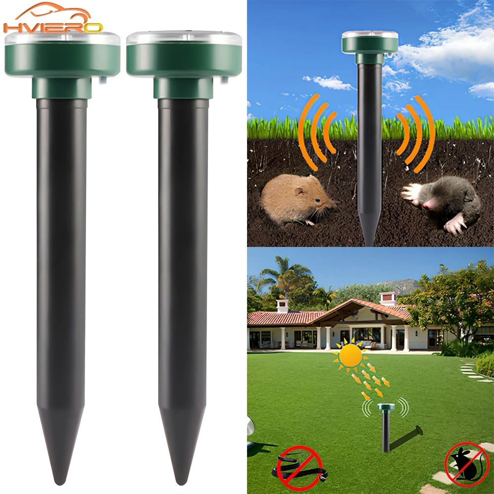 Mouse Repeller Solar Ultrasonic Electronic Snake Insect High Power Vibration Built Battery IP64 Sun Charging