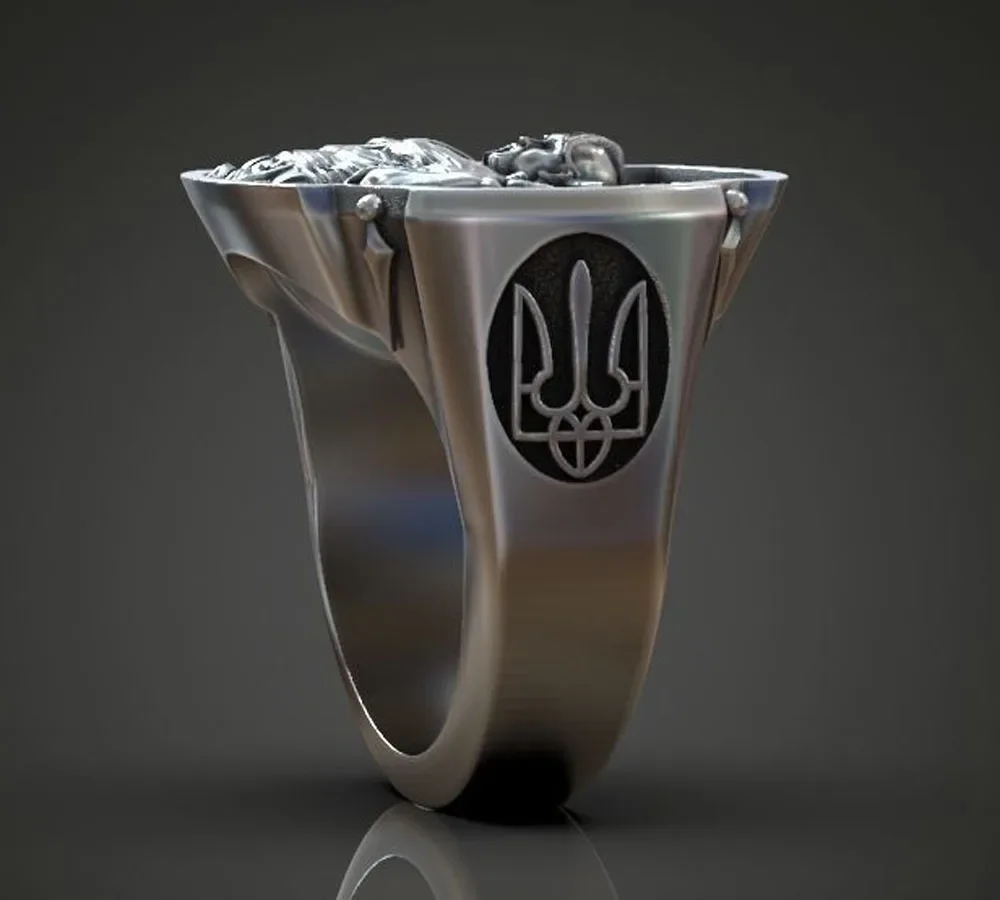 16g Ring Soldier Warrior Cossack Trident Artistic Relief Gifts for Men and Dads  Customized 925 Solid Sterling Silver Ring Many
