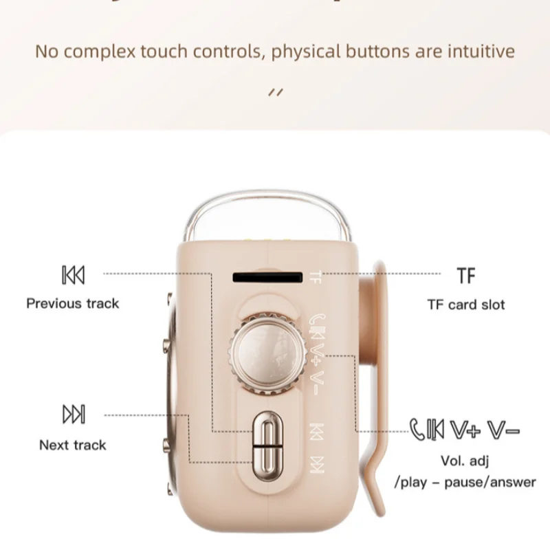 Bluetooth Retro LED Mini Speaker with Magnetic Back Clip - Portable Outdoor & Desktop Cartoon Music Gift