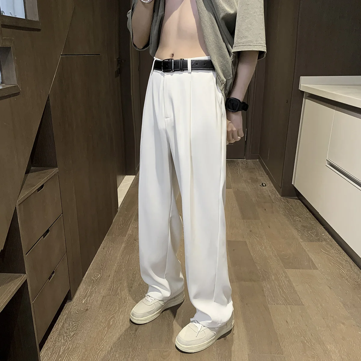 

Casual Wide Leg Men's Suit Pants Loose Korean Fashion Trousers Solid Color Luxury Brand Male New Bottoms M-5xl Streetwear