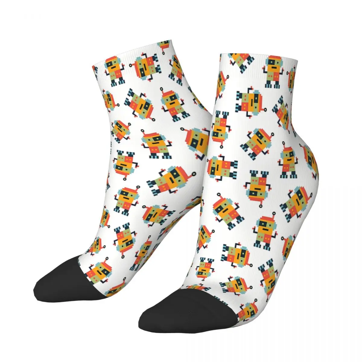 

Happy Robot Pattern Ankle Socks Male Mens Women Summer Stockings Hip Hop