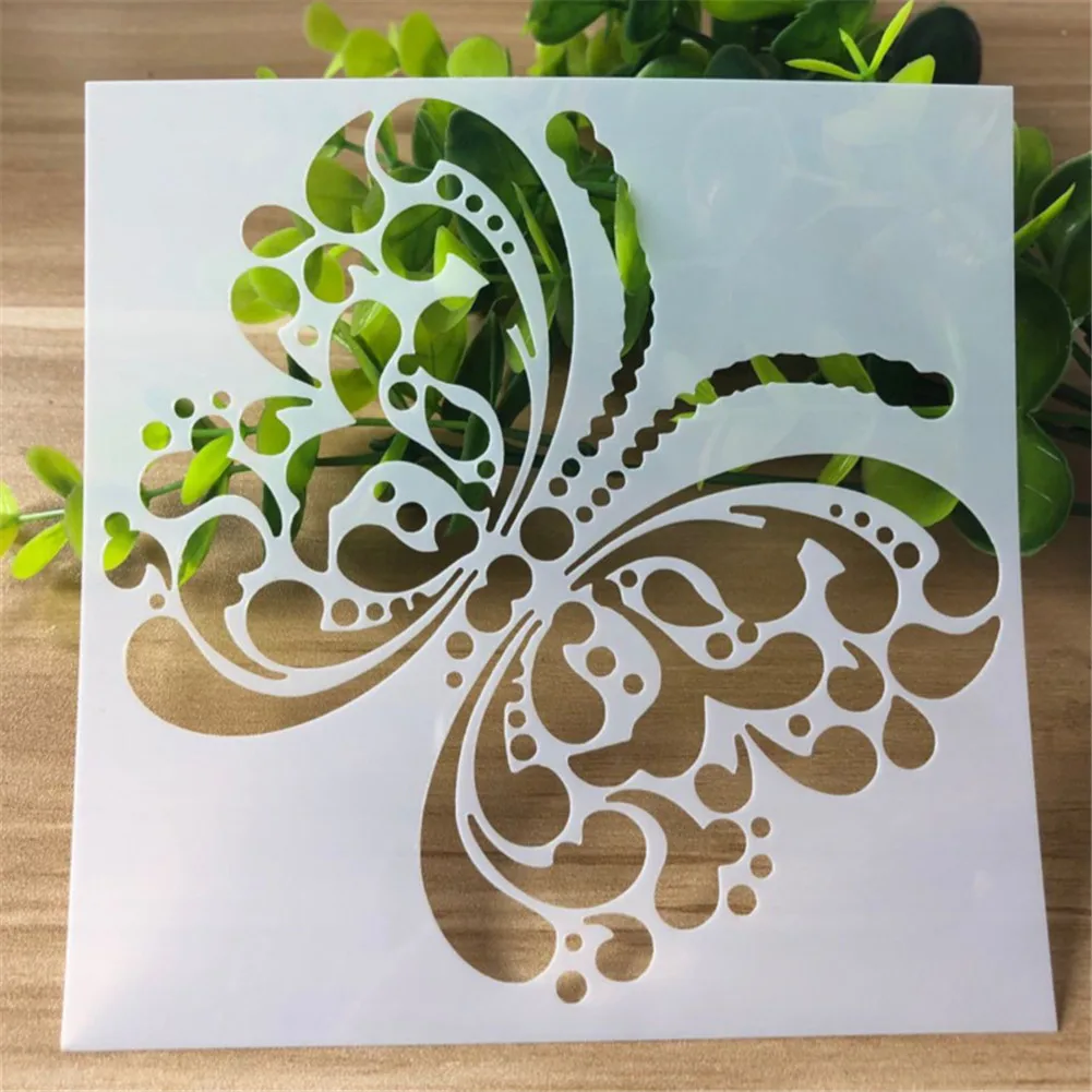 Flowers Butterfly Cutout Painting Template Scrapbook Journal Diary Drawing Stencil Ornamental Engraving Template 13*13cm images - 6