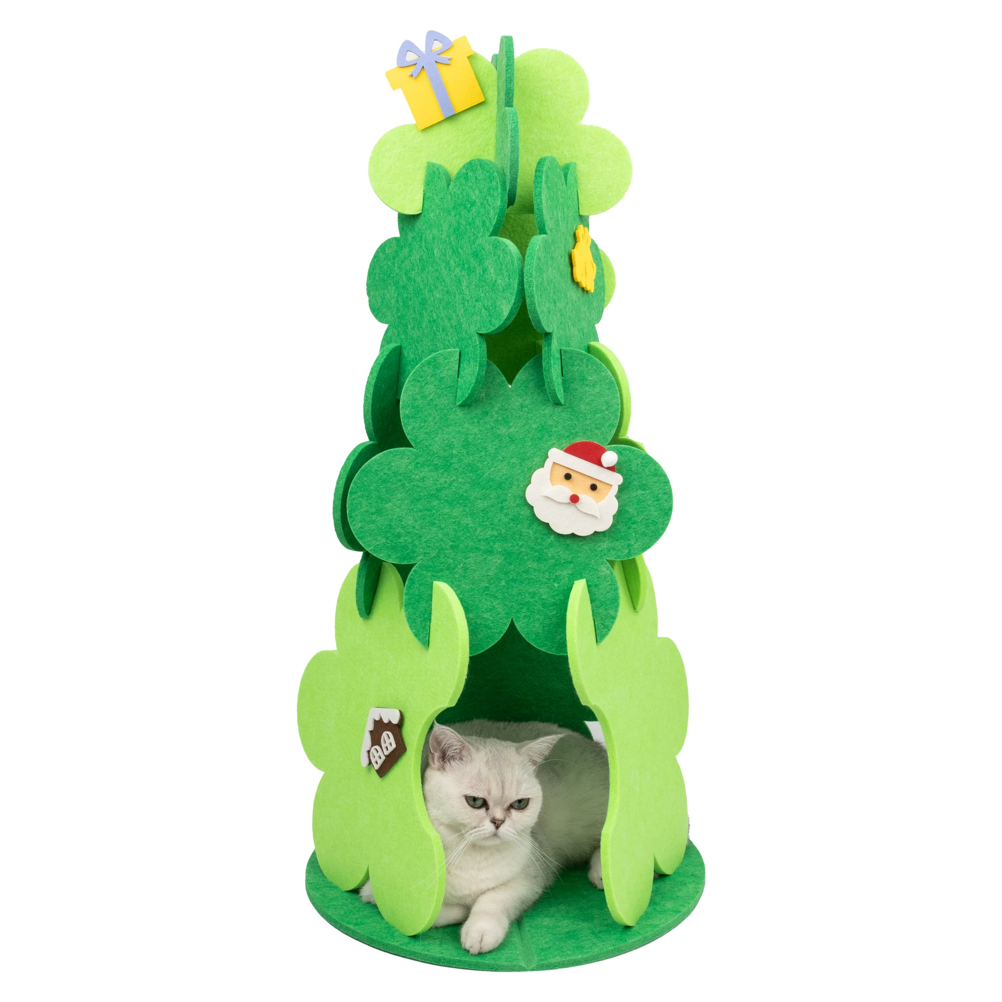 DIYChristmasTreeShapedFeltNestBedFurnitureforCatSmallCat