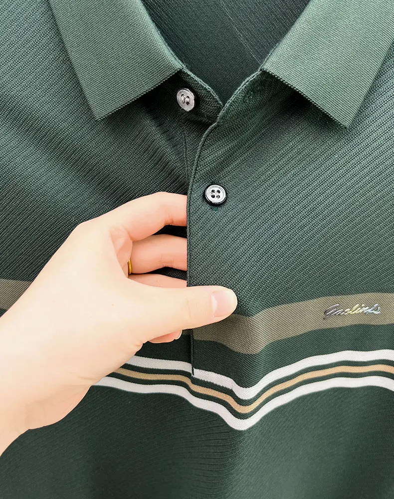 Light luxury brand striped decoration short sleeve polo shirt fashion embossed summer comfort breathable casual men's T-shirt 22 S9c61539a121644aa8ab92170c525fc34Z
