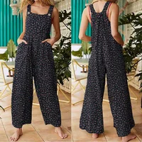 Summer New Women Casual Loose Flower Print Jumpsuits Women's Overalls Boho Sleeveless Square Collar Jumpsuits Rompers - Image 3