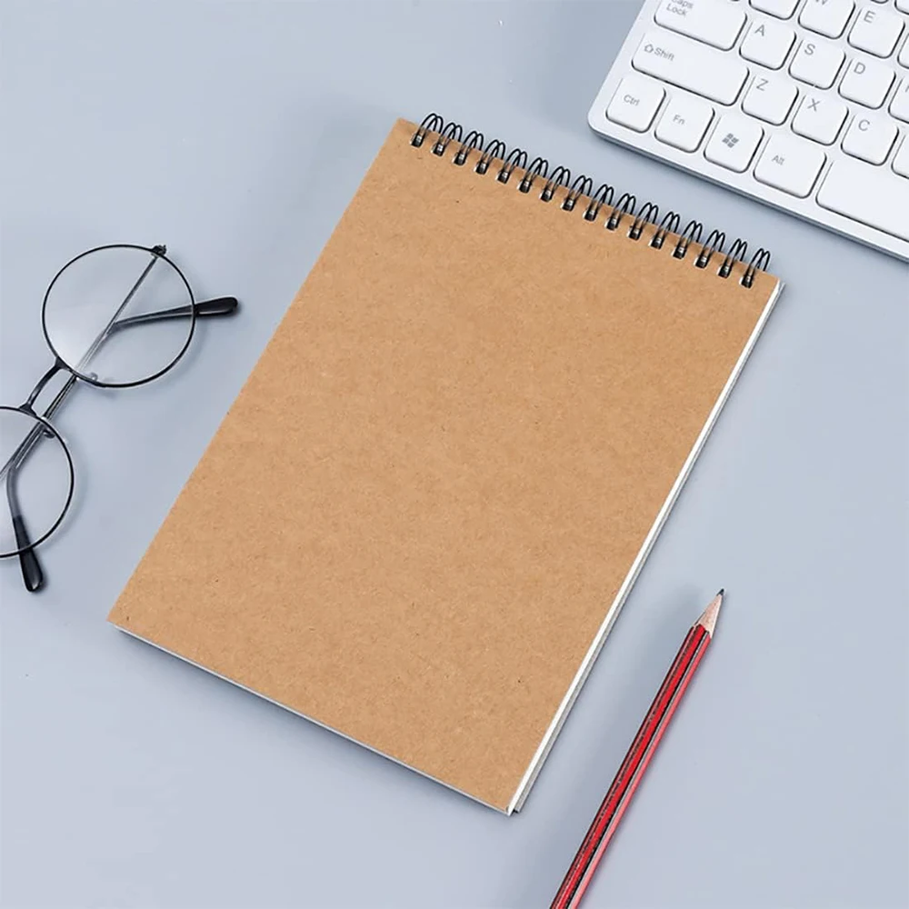 1pc A5/A4 Sketch Book 100 Sheets, 100gsm, Hard Bottom Cover Spiral Bound Hardback Sketch Pad 6