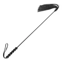 48.5cm Six Beads Handle Silicone Tassels Top Long Straight Whip Riding Crop Flogger Paddle Slapper Horse Training Dressage Whips 2