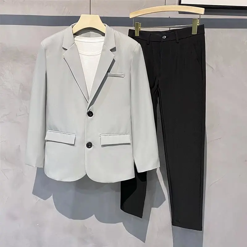 HH32 Men's black suit jacket Korean style groom wedding business formal jacket slim fit versatile casual