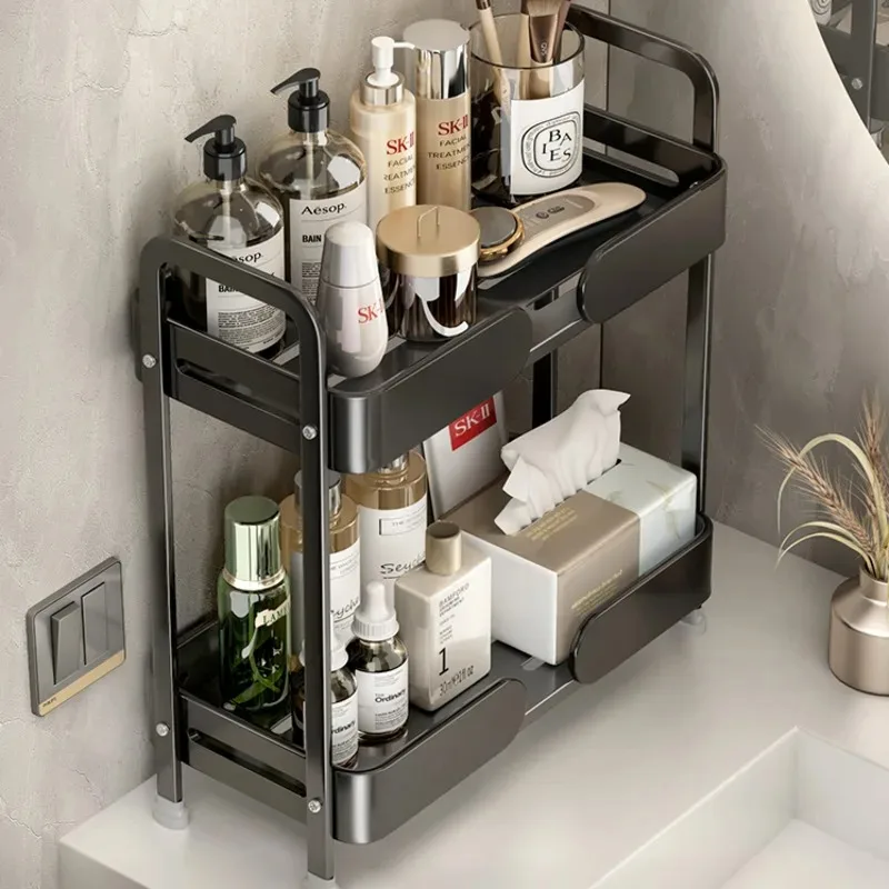 

Toilet Wash Gargle Table Storage Holders Bathroom Container For Cosmetics Minimalist Double-layer Debris Finishing Rack