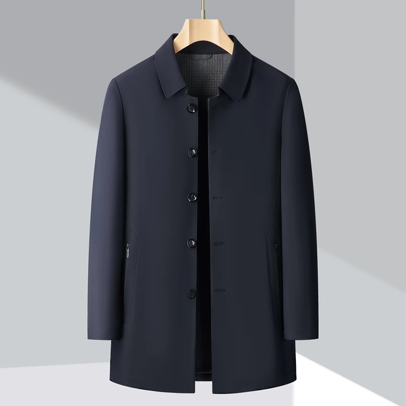 Men Trench Coat Autumn Casual Fashion Business British Girdling Length Jacket Trend Versatile Slim Male Suit Top Streetwear New