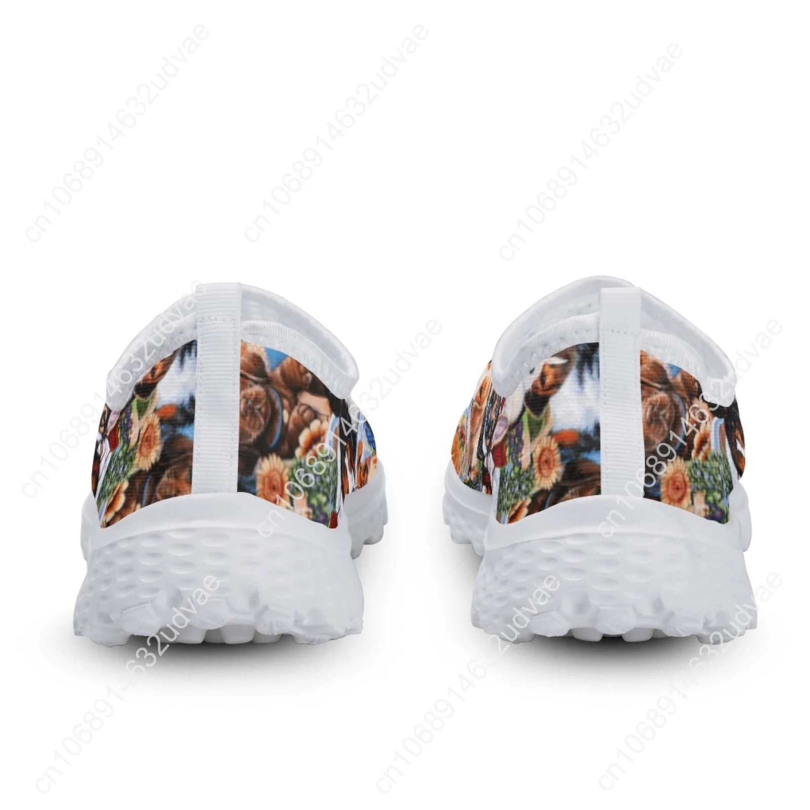 Breathable Air Mesh Sneakers For Women Cute Dogs Painting Print Female Flat Shoes Summer Soft Slip-on Loafers Hot