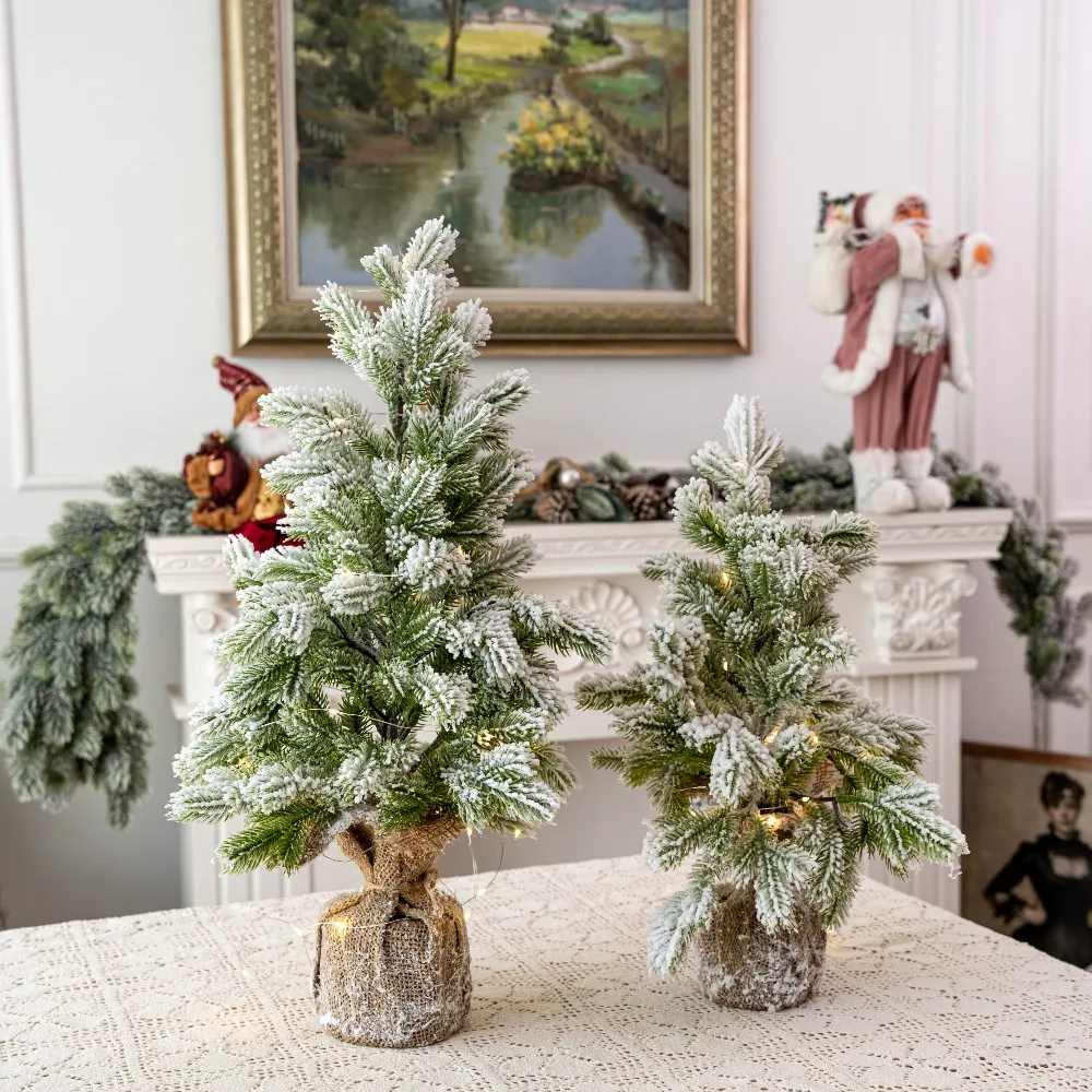 

1pc Christmas Mini Flocking Christmas Tree Suitable For Home Desktop Desk Mini Christmas Tree Ornaments Simulation Home Decor