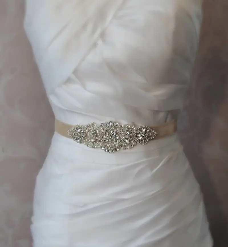 Cintura Con Strass Argento Per Abito Da Sposa E Serata - Cintura Glitterata Donna Regolabile Con Fiocco - Foto 8