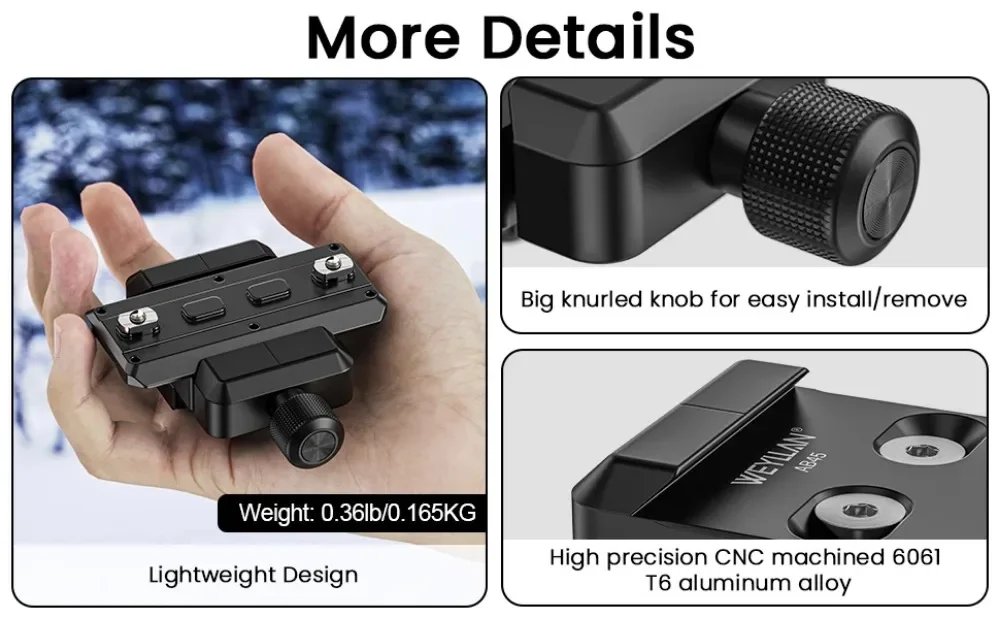 Arca Rail Tripod Mount Adapter Base 3.15" M-LOK Rail Aluminum AB45/MK80 For Arca