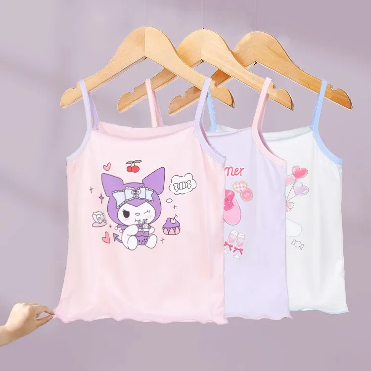 

2024 Kawaii Sanrio Anime Kuromi Summer Girls Nightdress My Melody Sleeveless Sundress Pajamas Cartoon Cute Babys Princess Clothe