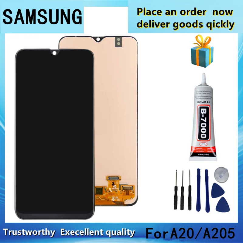 

6.4” Super AMOLED For Samsung Galaxy A20 2019 Display A205 SM-A205F LCD Screen Digitizer replacement For A205 SM-A205F Display