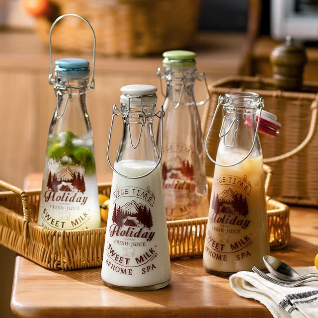 500ml Transparent Portable Milk Tea Bottle High Beauty Glass