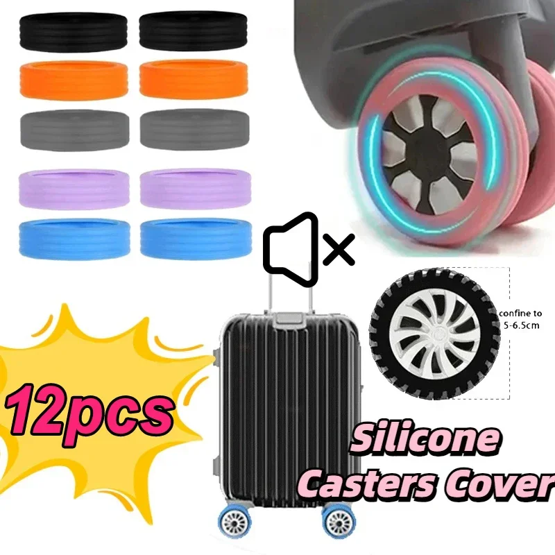 

2/12pcs Trolley Case Wheels Protector Silicone Wheels Caster Travel Luggage Suitcase Reduce Noise Wheel Guard Cover Accessories