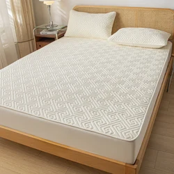 Deluxe Waterproof Lattice Fitted Mattress Protector - Queen 152x203x30cm (Huixinge nai bai)