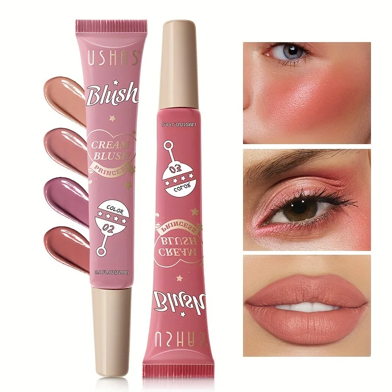 

USHAS oft Liquid Blush Makeup,Cream Blush For Cheeks.Long-Lasting 4 Colors Velvet Texture Natural Liquid Blush For All Skin