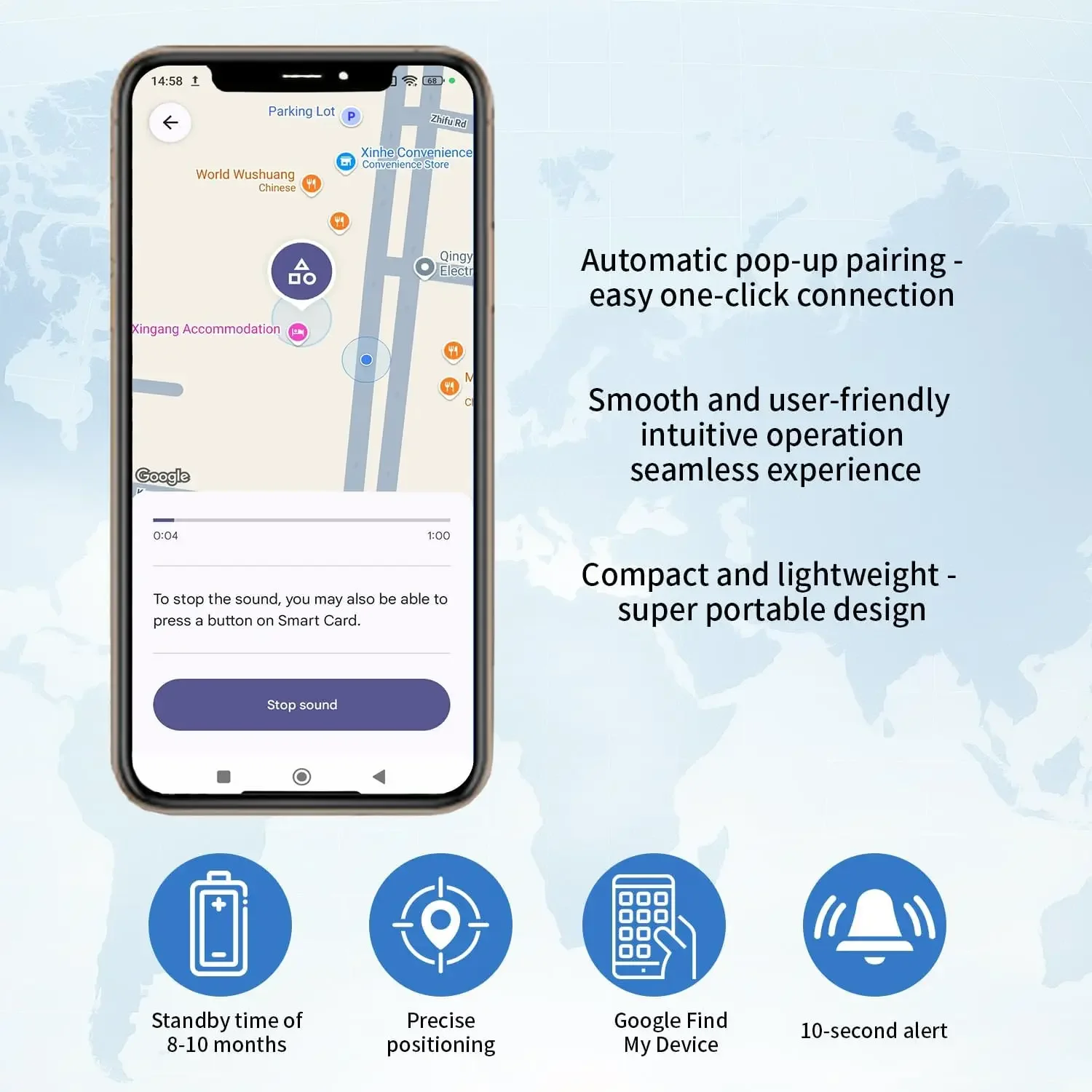 Localizzatore Bluetooth a doppio sistema nero per Android, tag di tracciamento oggetti F8 compatibile con l'app My o Google Find Hub per iOS_voghion.com