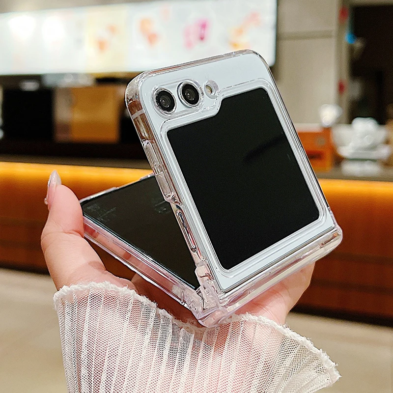 Clear Folding Phone Case with Cute Cherry Pattern - Durable PC Hard Cover