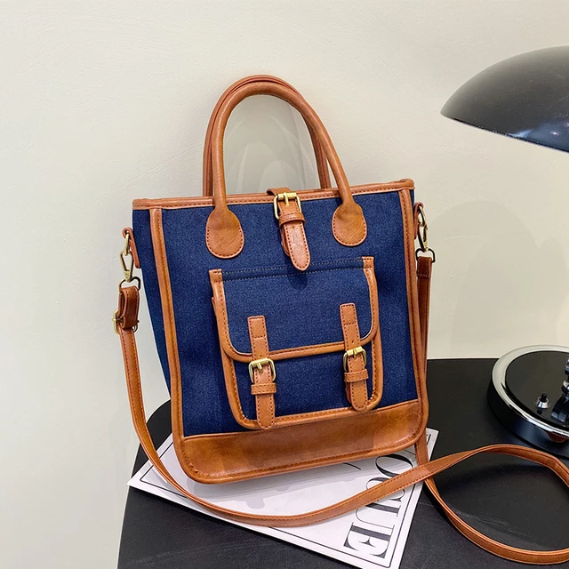 Female genuine leather bag blue hand bag vintage shoulder bag for women  Handbags Ladies Large Capacity cross bag Crossbody bag - AliExpress