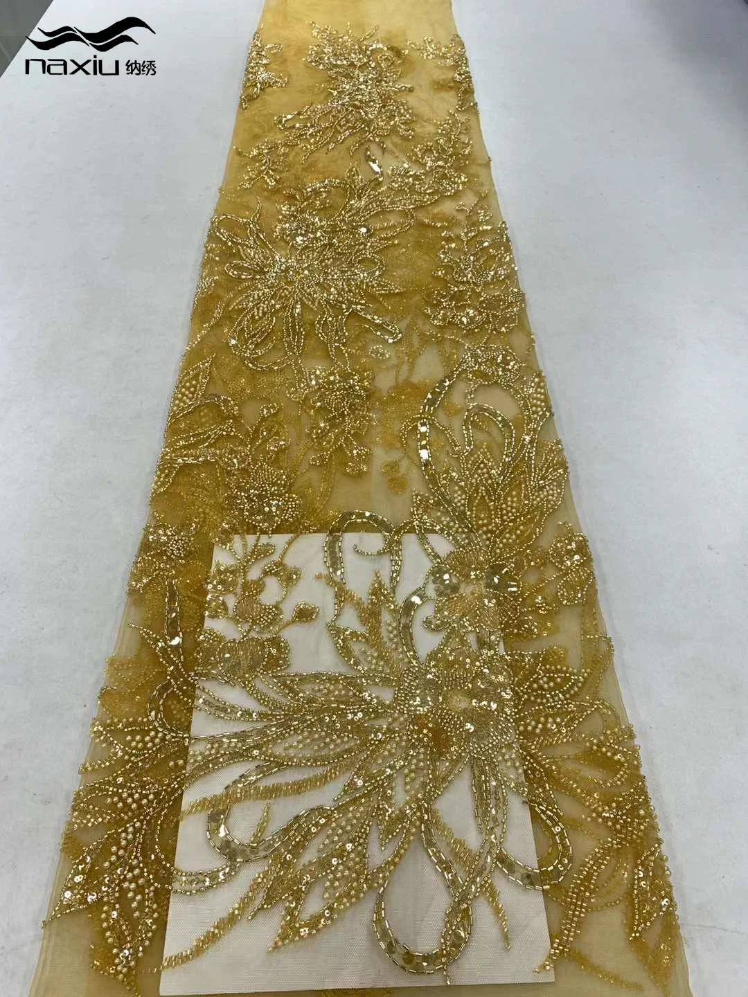 

Madison-High-End Handmade Beaded Lace Fabric, French Embroidery, Wedding Dress, Embroidered, Aqua Tulle, Sewing, 2023