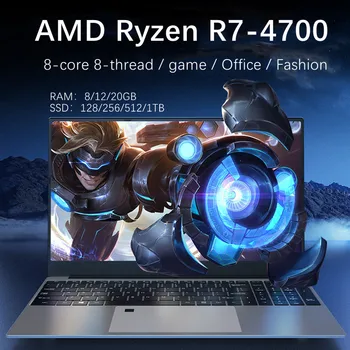 2022new 15.6-inch metal Laptop  Backlit AMD  R7-4700 lightweight portable business office design computer 20GB ram 256G 1TB SSD 1