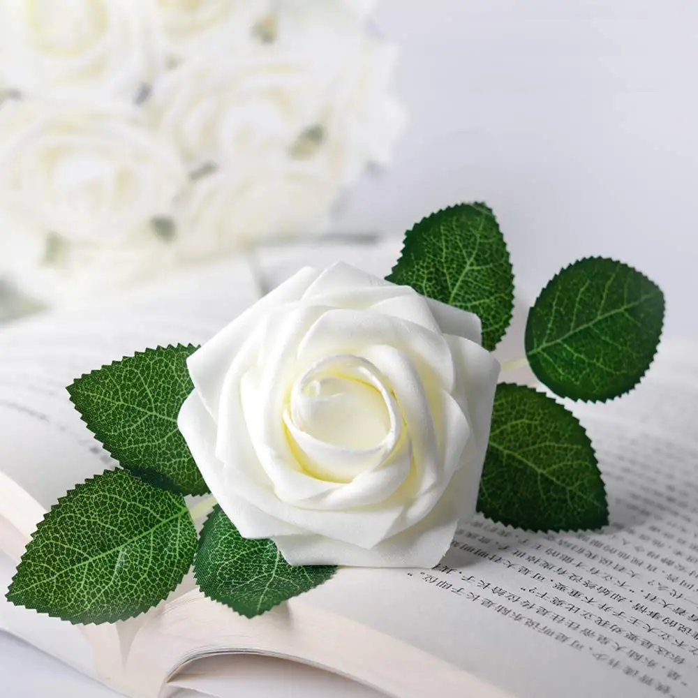 Artificial Roses 25pcs Foam Fake Wedding Bouquets Centerpieces Mothers Day Valentines Gifts Party Decoration