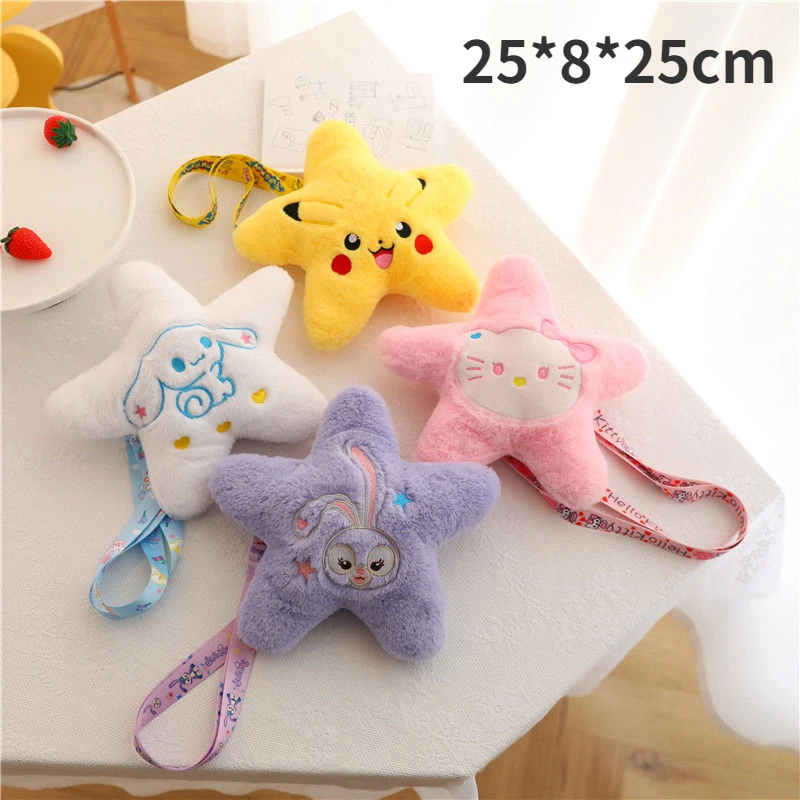 

Sanrio Hello Kitty Pikachu Plush Bag Cartoon Kuromi Cinnamoroll Toy Star Handbag Kawaii Anime Soft Plushies Shoulder Bag Girl
