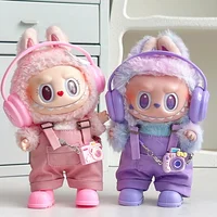 labubu clothes for 15-17cm Labubu clothing set includes headphones waist belt pants and accessories 1