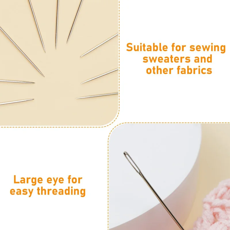 30Pcs 3 Sizes Big Eye Sewing Needles Universal Regular Useful for Crochet Knitting Embroidery