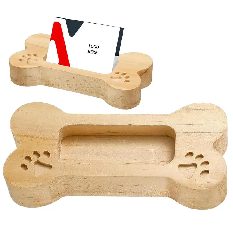 

Dog Bone Business Card Holder Wood Business Card Stand Holder Carved Farmhouse Wooden Open Card Stand For Office Counter Dog