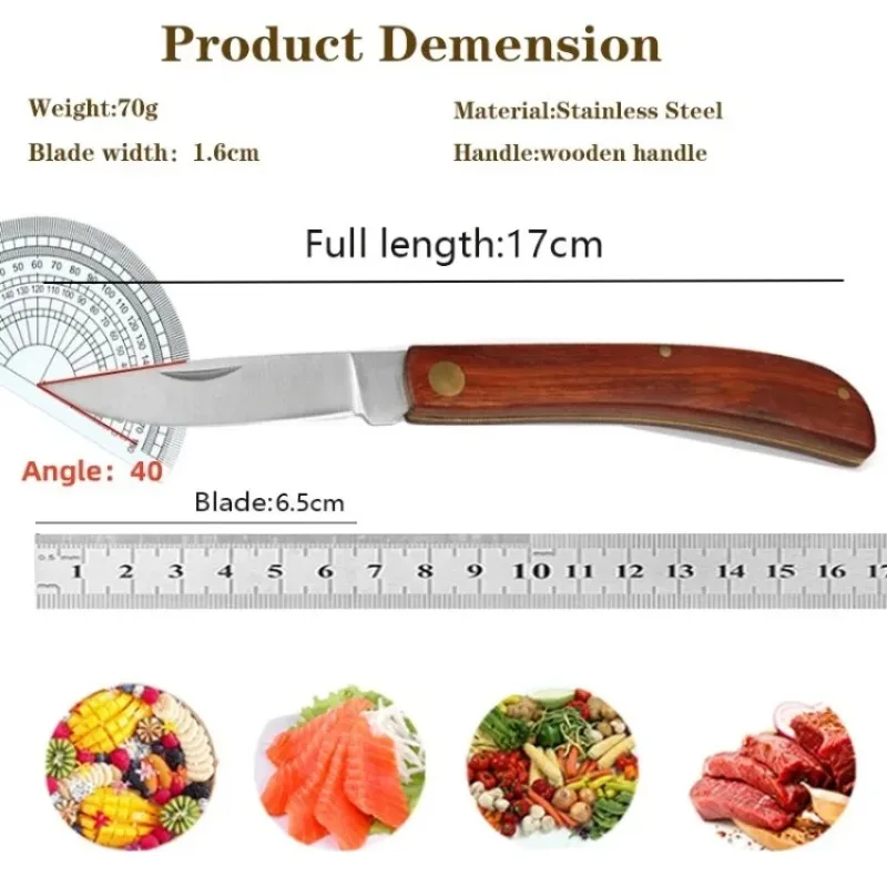 Mini Folding EDC Pocket Knife Stainless Steel Fruit Paring BBQ Hand Meat Knife Portable Cleaver Kitchen Chef House Cutlery