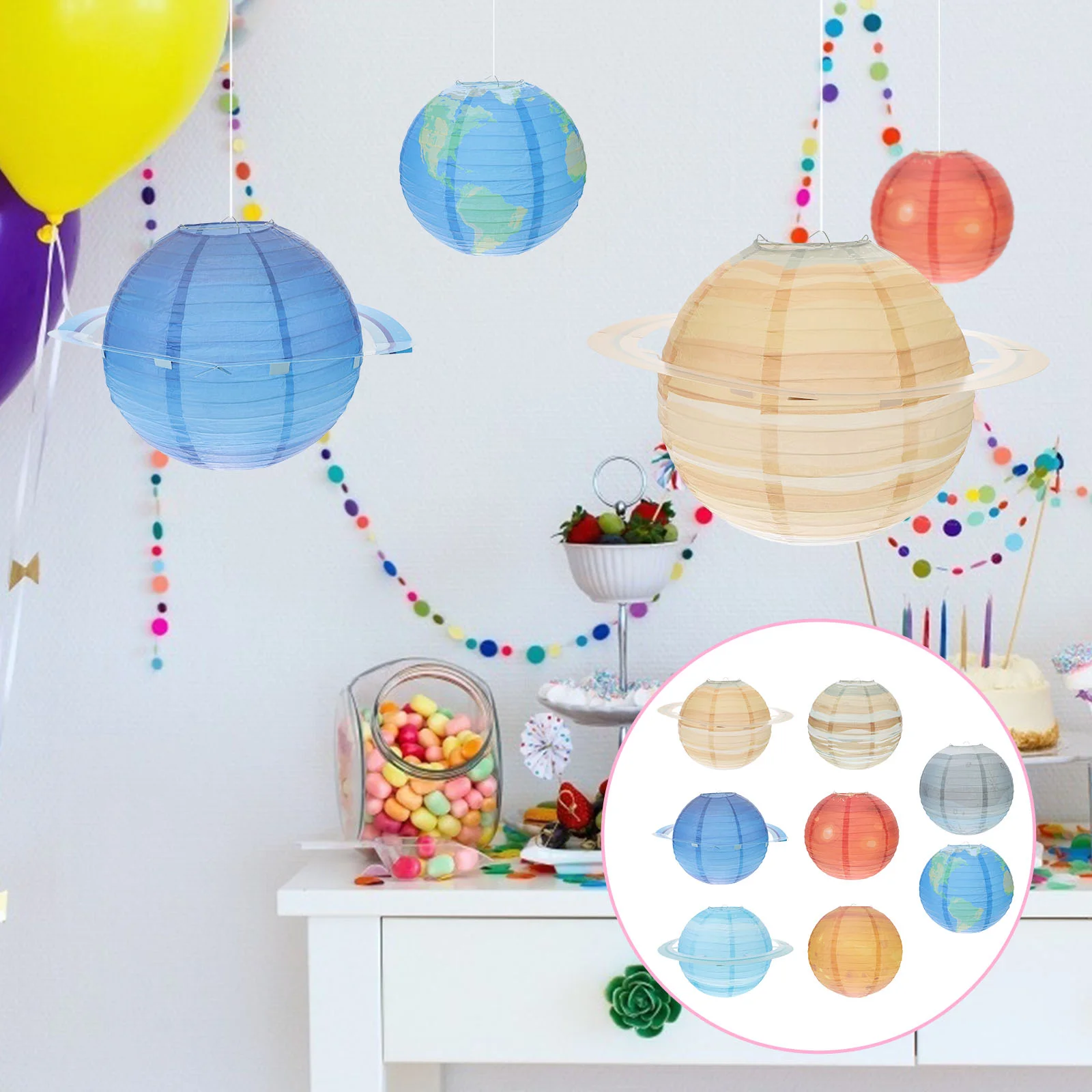 

Lanterns Paper Space Decorations Party Hanging Birthday Planet Solar System Girl Lantern Planets Outer Decor Ceiling Decoration