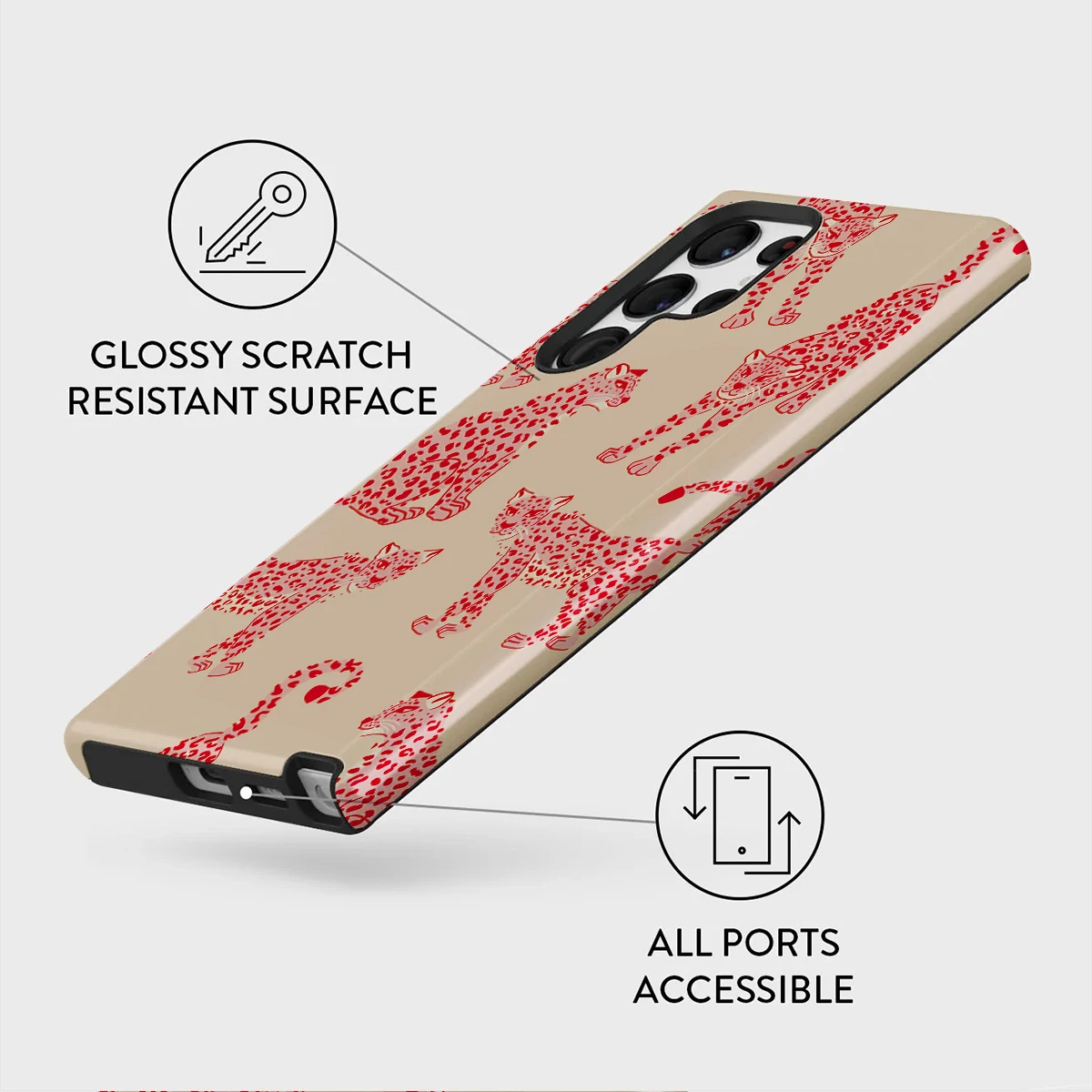 Pink Cheetah Pattern Shockproof Hard Acrylic Phone Case