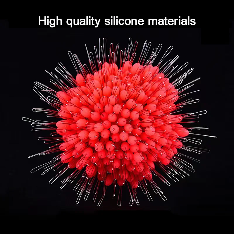 300Pcs Silicone Space Bean Oval Stopper Bobber Fishing Float Resistance Anti-Strand Fish Line Fishing Gear
