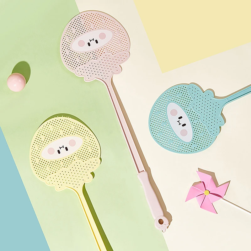 Cute Strawberry Shaped Fly Swatter Durable Lengthen Thickened Fly Swatter Household Manual Beat Tools Mosquito Killers