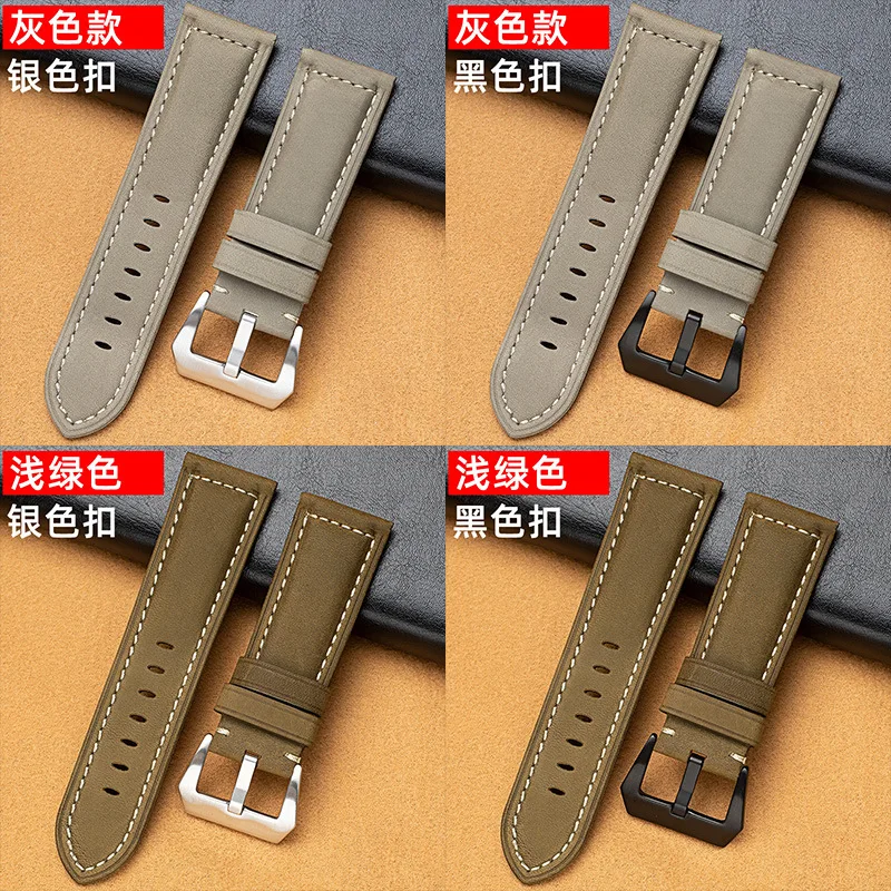 FOR Panerai Fossil Handmade watchband for brand wristband Accessories Crazy Horse Leather 22mm 24mm 26mm Watch Band Strap